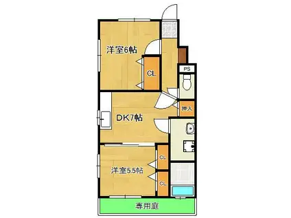 ベル・シェンヌ(2DK/1階)の間取り写真