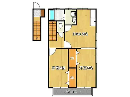 ベル・シェンヌ(2LDK/2階)の間取り写真