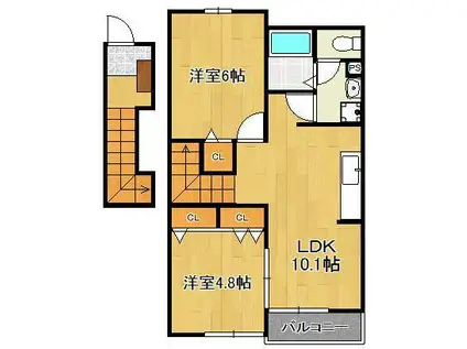 ファミーユ・K A(2LDK/2階)の間取り写真