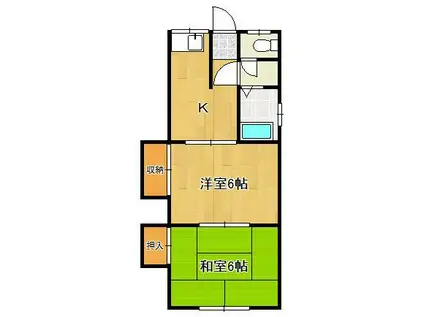 さくら荘(2DK/2階)の間取り写真