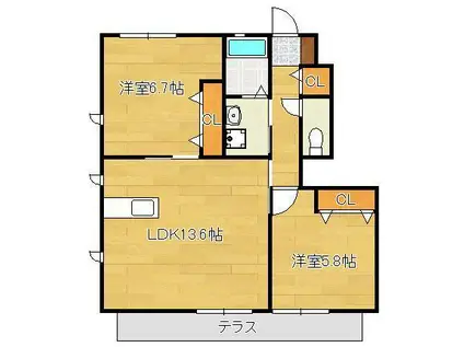 プレミール21 A.B.C.D.E.F(2LDK/1階)の間取り写真