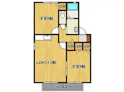 エトワールカクA棟(2LDK/2階)の間取り写真