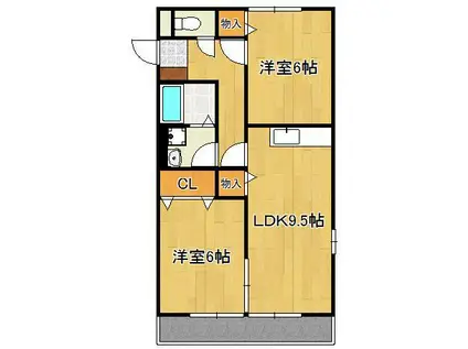 ソレイユ永犬丸Ⅰ(2LDK/2階)の間取り写真