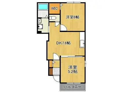 ベル・コリーヌⅢ(2DK/1階)の間取り写真