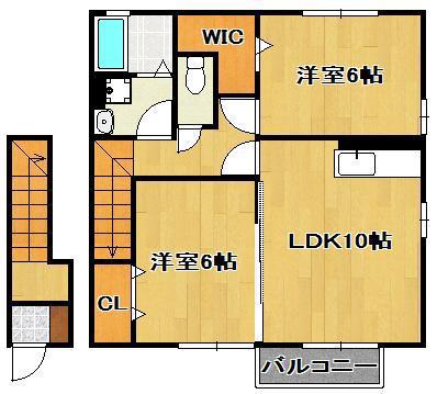 アルタヴィラ上津役(2LDK/2階)の間取り写真