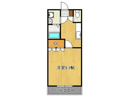 POWER・フレンド(1K/2階)の間取り写真