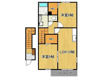 フィオーレ・遊 B(2LDK/2階)の間取り写真