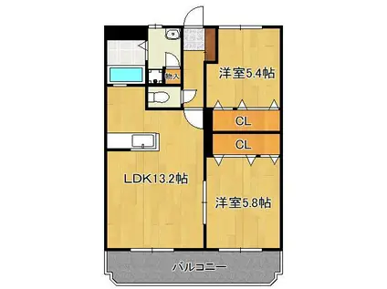 KAKUBLDⅡ(2LDK/2階)の間取り写真