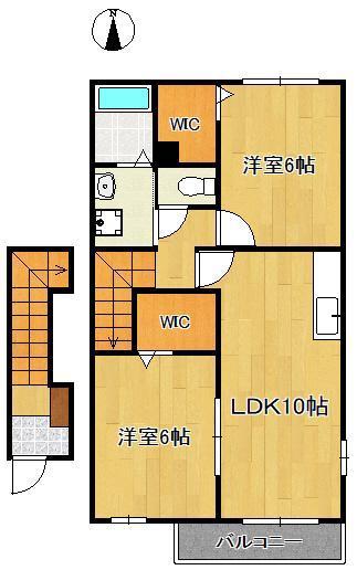 サンリットリバーⅡ(2LDK/2階)の間取り写真