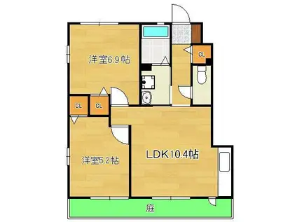 パストラルJ B棟(2LDK/1階)の間取り写真