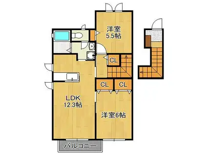 ブランシェ幸神B・C棟(2LDK/2階)の間取り写真