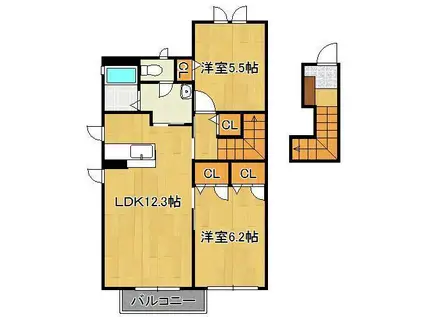 ブランシェ幸神B・C棟(2LDK/2階)の間取り写真