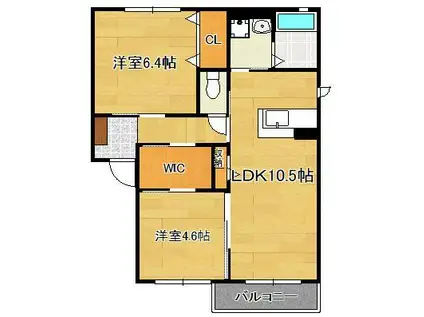 シャーメゾン茶屋の原1A棟(2LDK/2階)の間取り写真