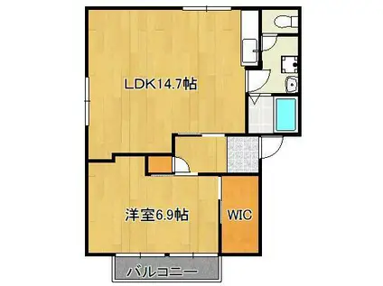 ロヂマンTONEA棟(1LDK/2階)の間取り写真