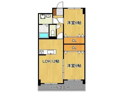 アン・レーヴ(2LDK/1階)の間取り写真