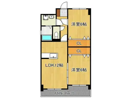 アン・レーヴ(2LDK/5階)の間取り写真