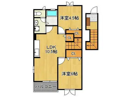 カーサ光B(2LDK/2階)の間取り写真