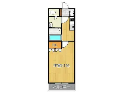 グリーンヒルズ(1K/1階)の間取り写真