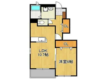 EVANS2(1LDK/1階)の間取り写真