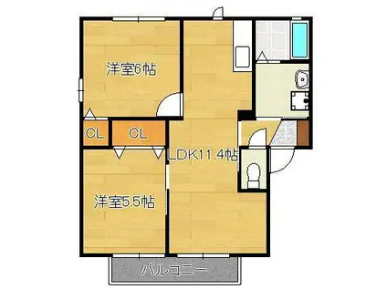 エスポアール(2LDK/2階)の間取り写真