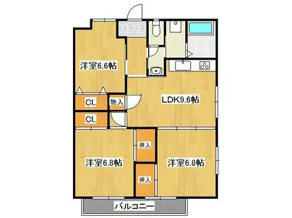 ガーデンフォレストサウスウィング(3LDK/3階)の間取り写真