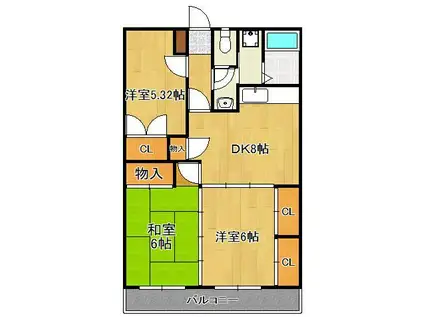 ガーデンフォレストサウスウィング(3LDK/3階)の間取り写真