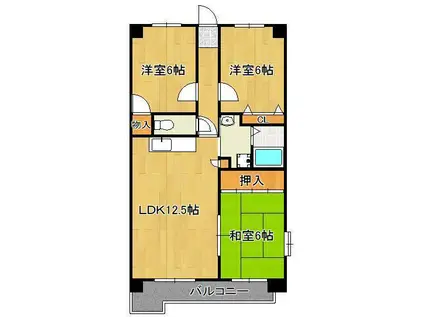 ハ-モニ-ハウス(3LDK/4階)の間取り写真