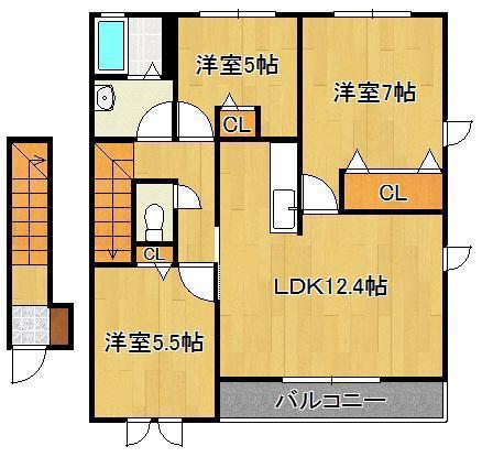 ボヌール3(3LDK/2階)の間取り写真