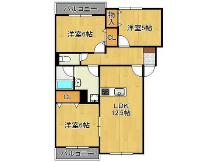 プレステージ大平(3LDK/3階)の間取り写真