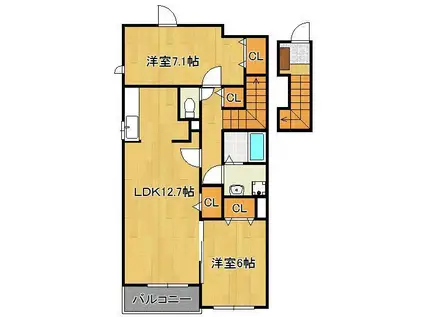 EVANS Ⅳ(2LDK/2階)の間取り写真