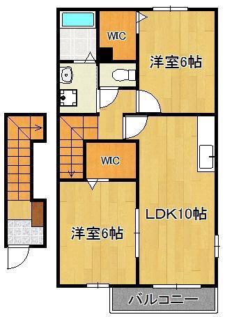 EVANS Ⅴ(2LDK/2階)の間取り写真
