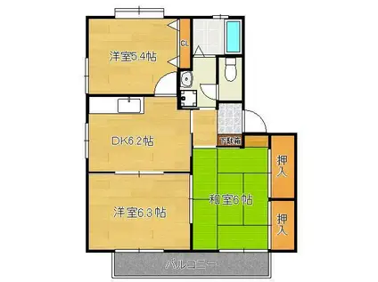 ディアス吉祥寺A棟(3DK/2階)の間取り写真