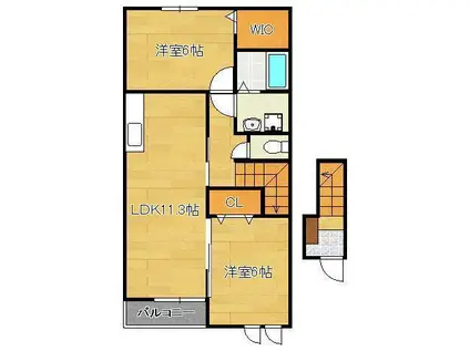 ファミーユ・H1(2LDK/2階)の間取り写真