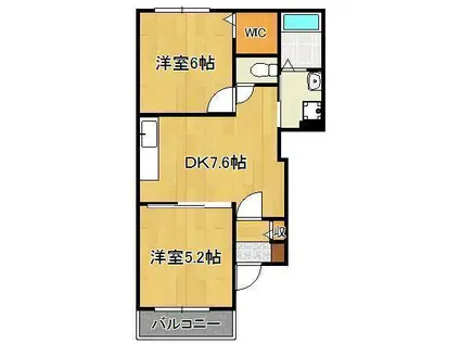 ヴィラ宮ノ前 参番館(2DK/1階)の間取り写真