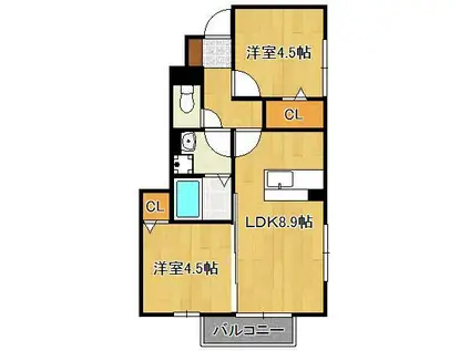 プレミール幸(2LDK/1階)の間取り写真