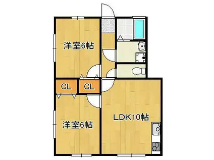 テルピンハウス(2LDK/1階)の間取り写真