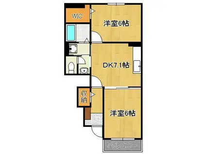 エテルノ ハピネス B(2DK/1階)の間取り写真