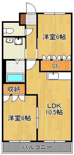 SLOW HAND壱番館(2LDK/2階)の間取り写真