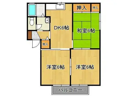 グリーンネスト(2LDK/2階)の間取り写真