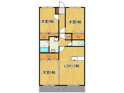 インペリアル上の原(3LDK/3階)の間取り写真