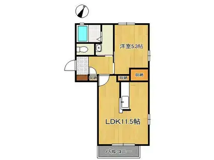 ハーティストK A棟(1LDK/2階)の間取り写真