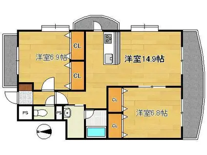 ケリスデール(2LDK/1階)の間取り写真