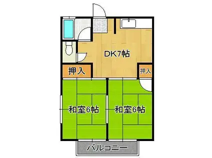 柴田荘(2DK/2階)の間取り写真