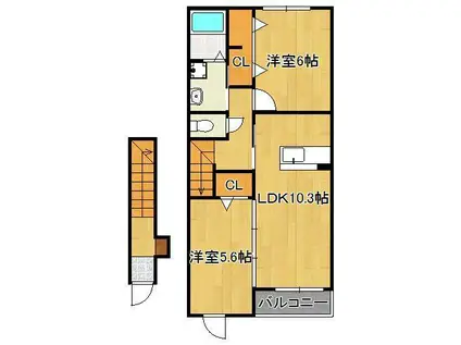 ふらっと・いしさか(2LDK/2階)の間取り写真