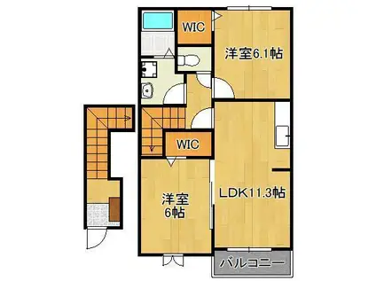 イル・パラッツオモデルノB(2LDK/2階)の間取り写真