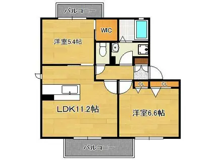 シャーメゾンTAKENO(2LDK/2階)の間取り写真