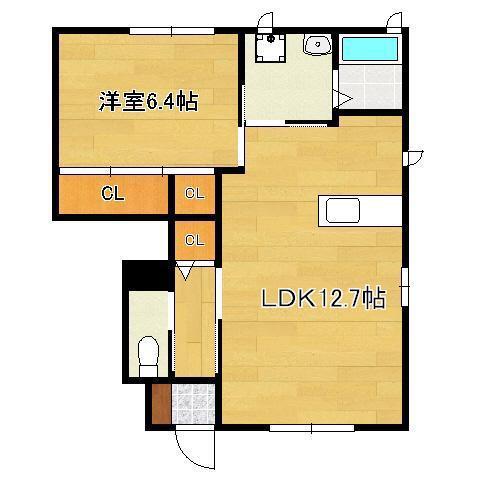 シャーメゾン茶屋の原1B棟(1LDK/1階)の間取り写真