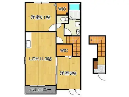 コンフォート八幡 Ⅱ(2LDK/2階)の間取り写真