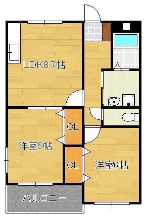 グレイス田仲(2DK/1階)の間取り写真