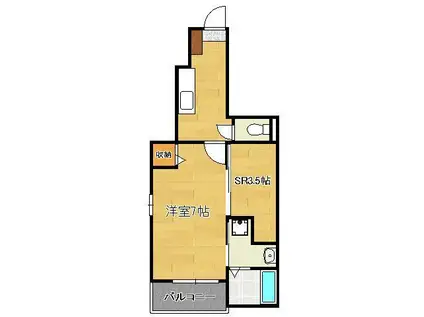 フォーエヴァー サンリッチ(1K/1階)の間取り写真